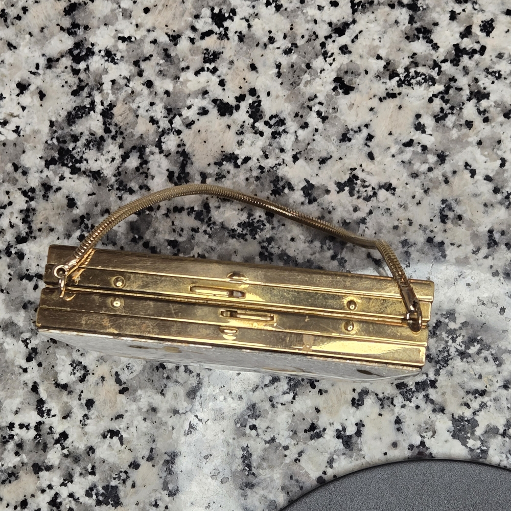 Rare Double-Sided 1950s Butterfly Enamel Carryall Minaudière Compact - Picture 2 of 16